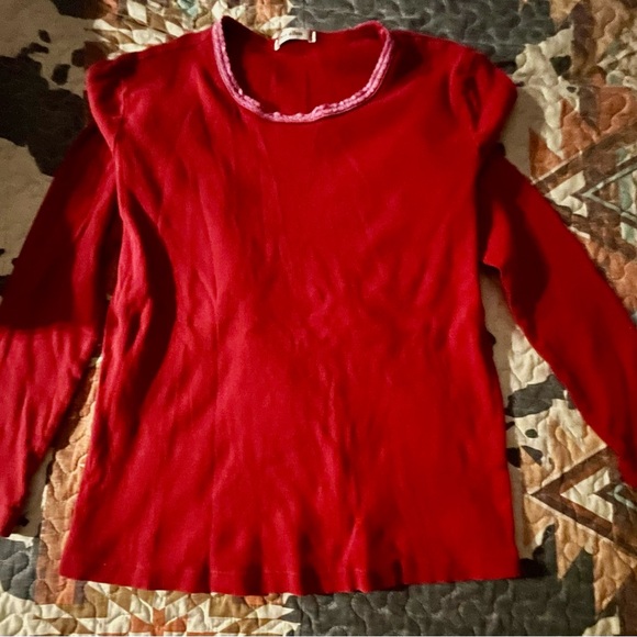 Allen Allen Red Long Sleeve Top - Picture 1 of 3